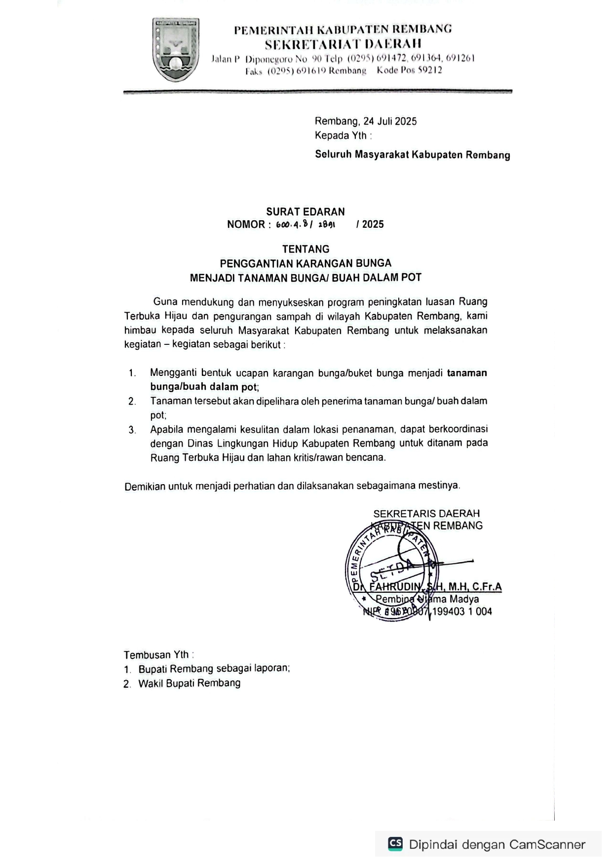 PENGGANTIAN KARANGAN BUNGA MENJADI TANAMAN BUNGA/POT
